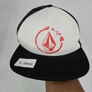 Volcom Men Hat One Size White Colorblock Trucker Hawaii Logo Graphic Adjustable